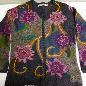 Peruvian Store 100% Baby Alpaca Floral Cardigan N2